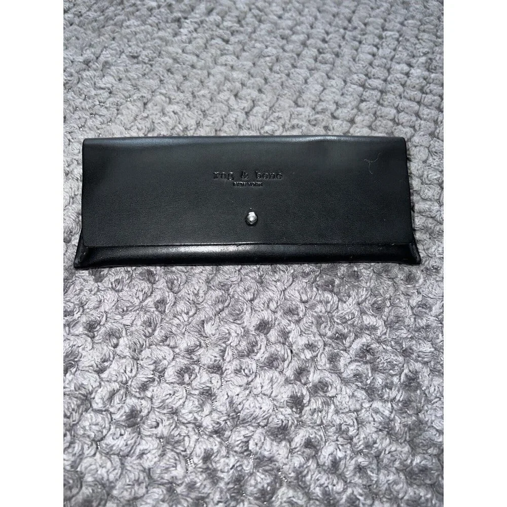 RAG & BONE New York Black Leather Glasses Case Pouch Button Case W/Dust Bag